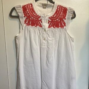 Jcrew textured white blouse with pink detailing